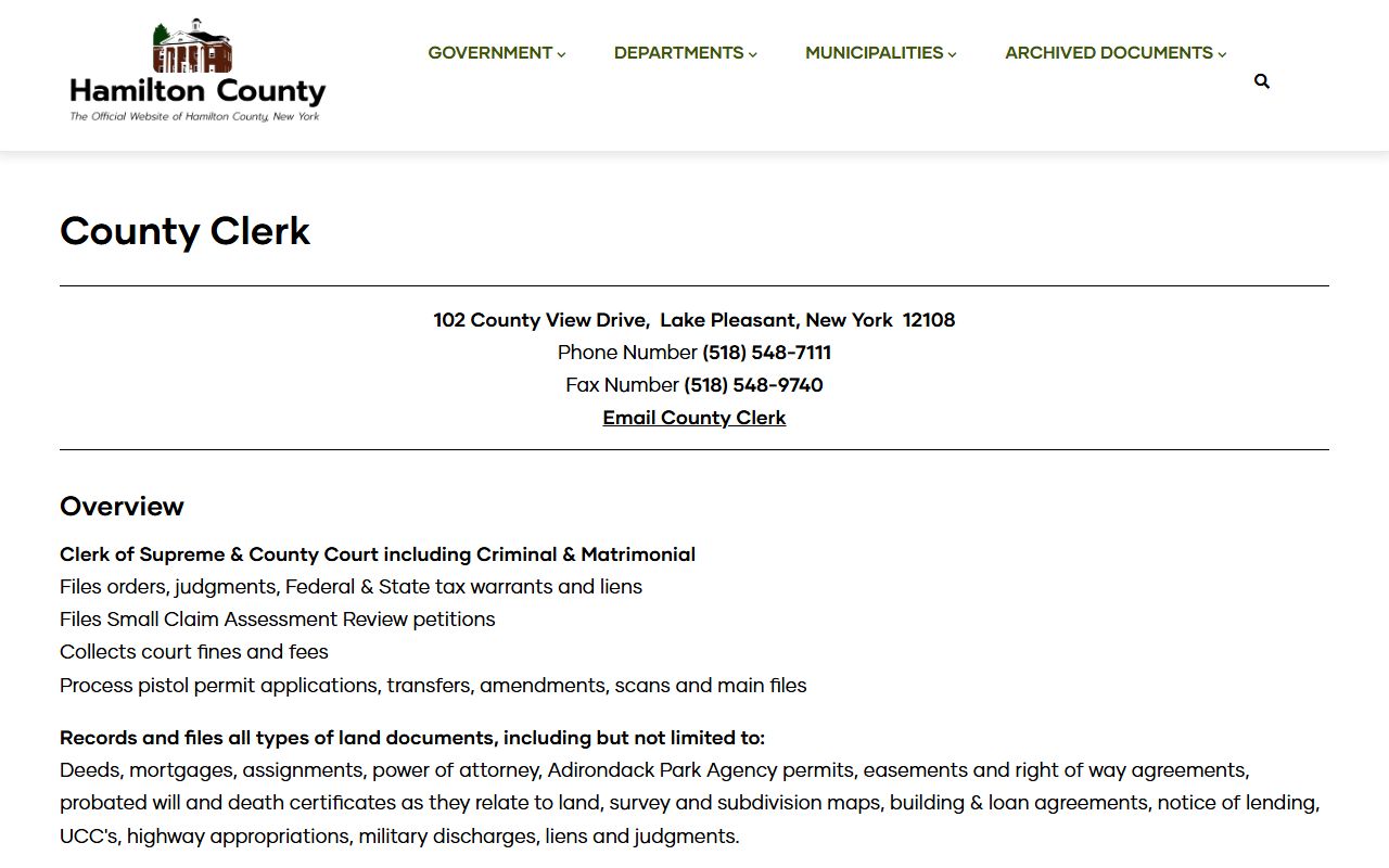 Hamilton County court records clerk and SearchIQS access